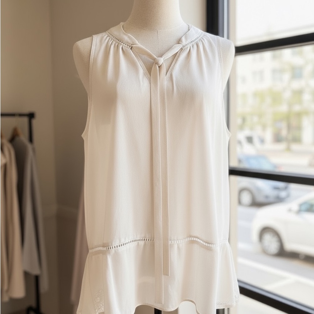 Crescent Women’s Blush Blouse with Keyhole Neck - Size S/M, New - Picture 2 of 5